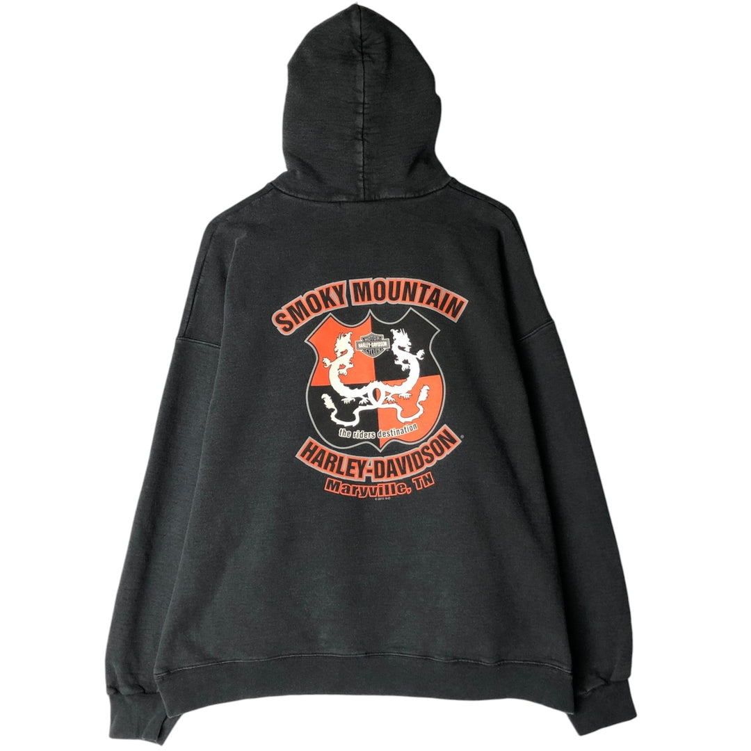 Harley-Davidson Advertising Pullover Hoodie, Men's XL cotton black type Vintage Second Hand