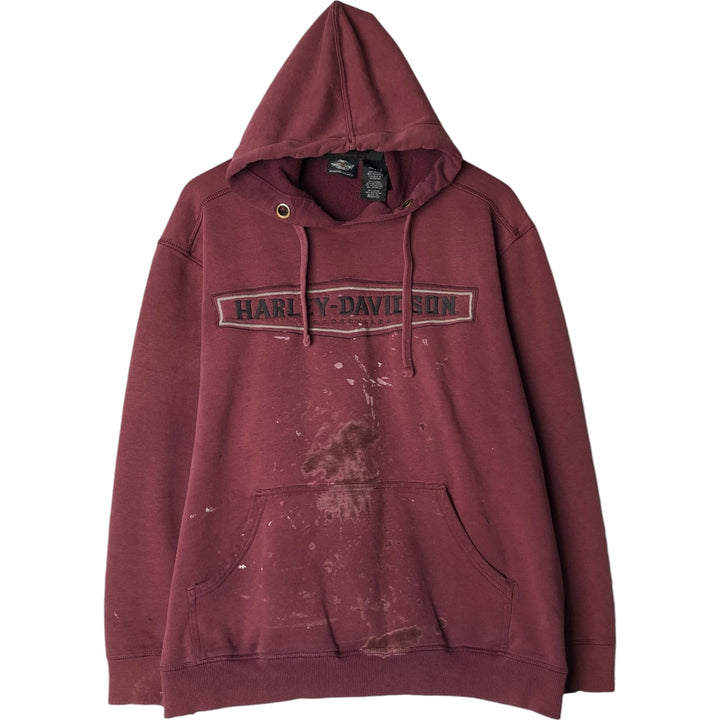 Harley-Davidson Advertising Pullover Hoodie, Men's XL cotton Red type red-purple Vintage Second Hand