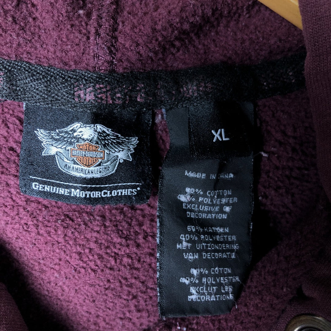 Harley-Davidson Advertising Pullover Hoodie, Men's XL cotton Red type red-purple Vintage Second Hand