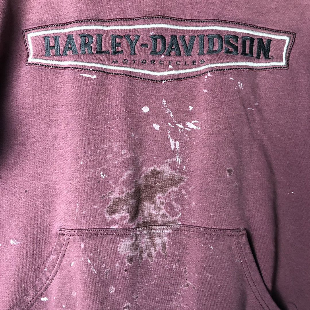 Harley-Davidson Advertising Pullover Hoodie, Men's XL cotton Red type red-purple Vintage Second Hand