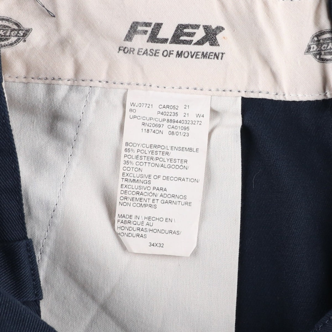 Dickies 874 FLEX ORIGINAL FIT Work Pants, Men's, Size 34 (approx.) polyester navy blue type Vintage Second Hand