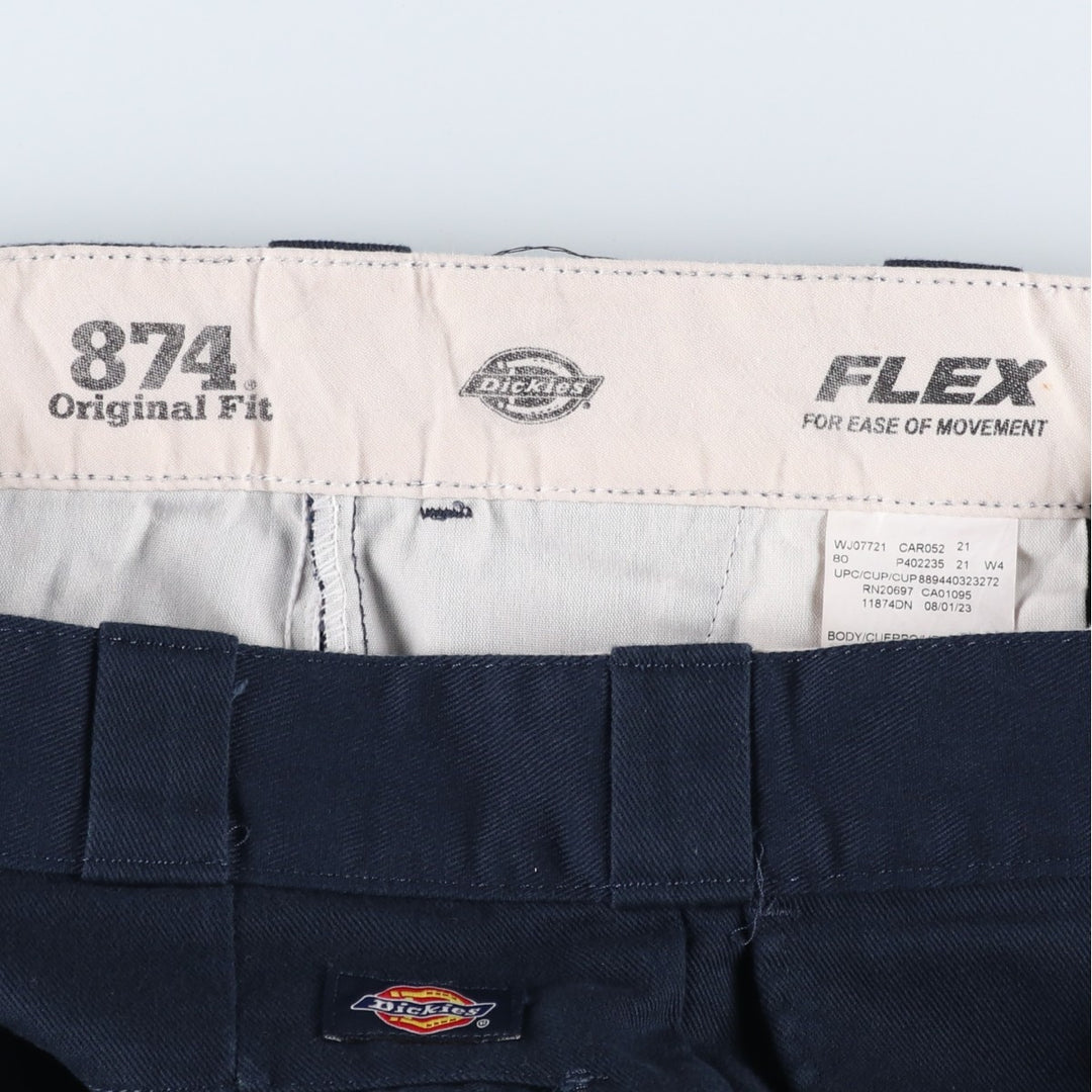 Dickies 874 FLEX ORIGINAL FIT Work Pants, Men's, Size 34 (approx.) polyester navy blue type Vintage Second Hand