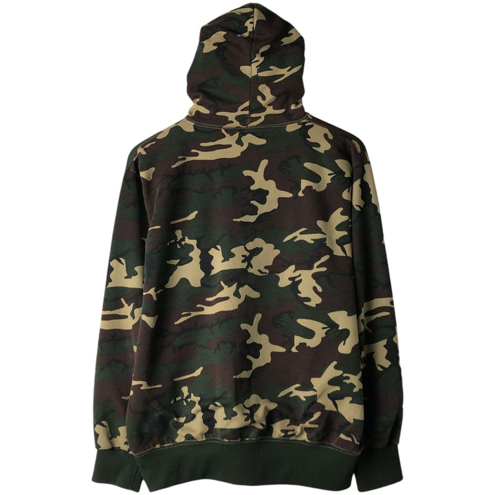 Camouflage Woodland Camo Sweat Full Zip Hoodie Men's XL unclear Khaki type sage green Vintage Second Hand