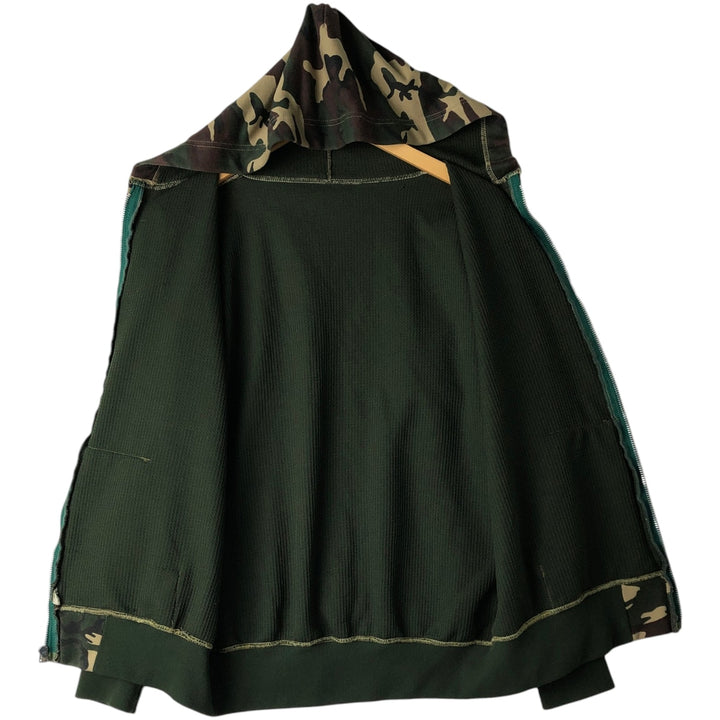 Camouflage Woodland Camo Sweat Full Zip Hoodie Men's XL unclear Khaki type sage green Vintage Second Hand