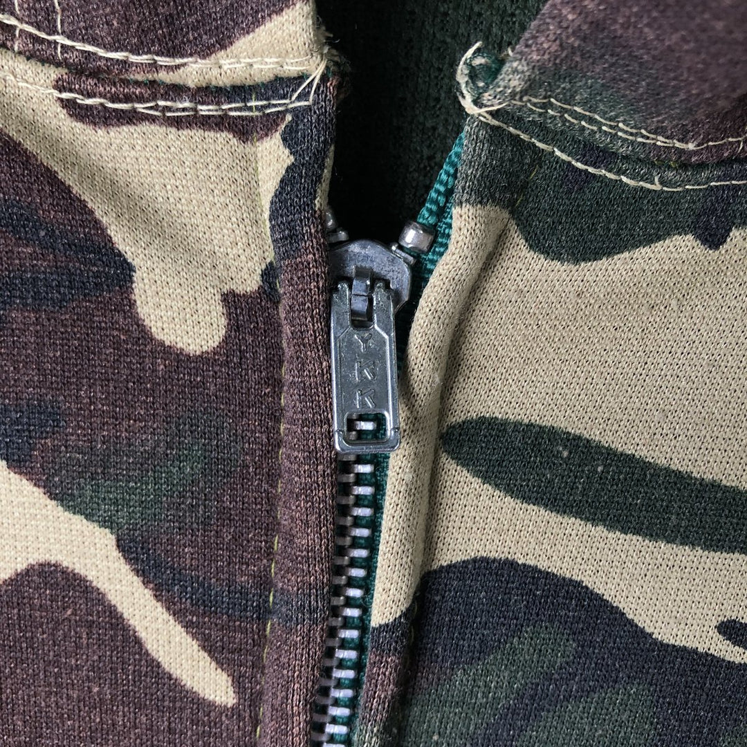 Camouflage Woodland Camo Sweat Full Zip Hoodie Men's XL unclear Khaki type sage green Vintage Second Hand