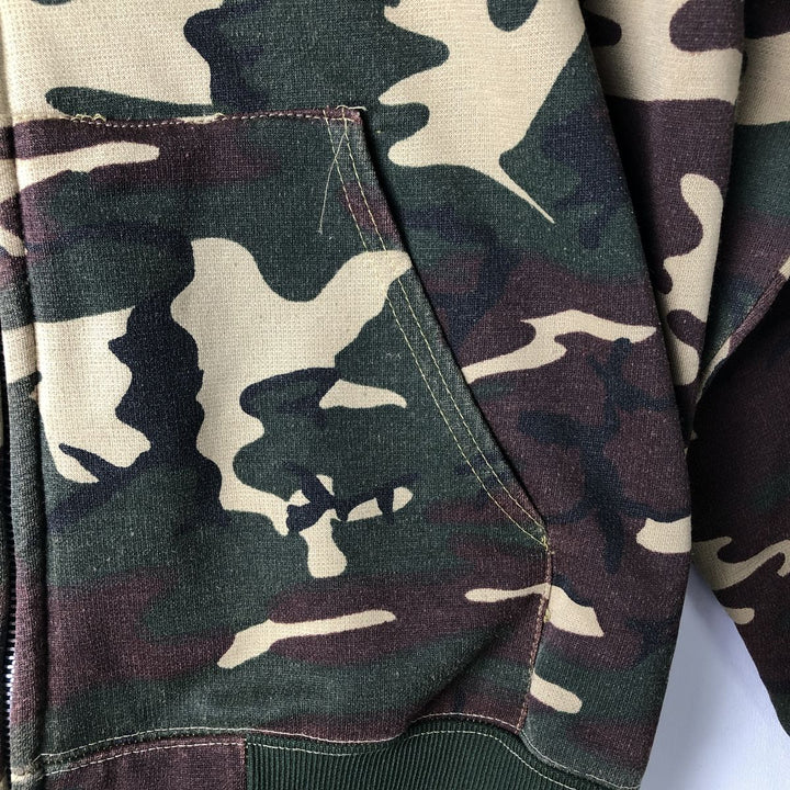 Camouflage Woodland Camo Sweat Full Zip Hoodie Men's XL unclear Khaki type sage green Vintage Second Hand