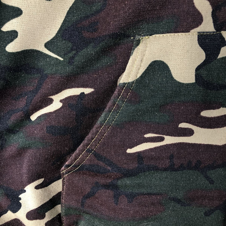 Camouflage Woodland Camo Sweat Full Zip Hoodie Men's XL unclear Khaki type sage green Vintage Second Hand