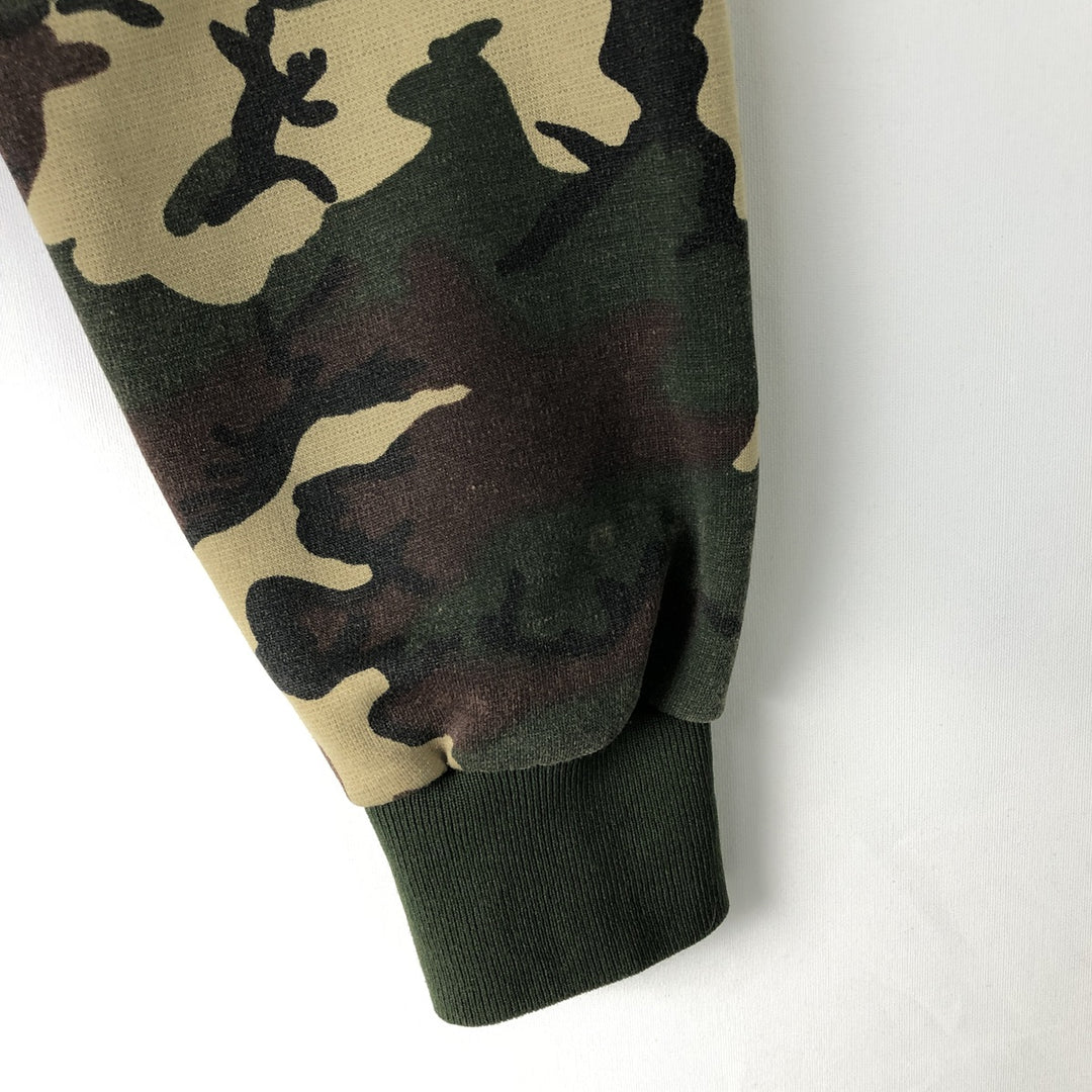 Camouflage Woodland Camo Sweat Full Zip Hoodie Men's XL unclear Khaki type sage green Vintage Second Hand