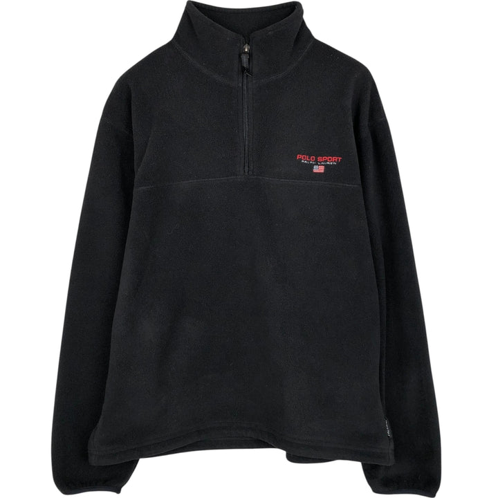 Vintage 90'S Ralph Lauren Polo Sport half-zip fleece pullover, size L, men's polyester black type Vintage Second Hand