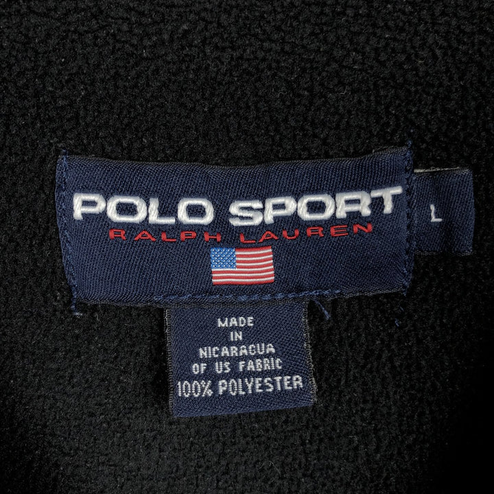 Vintage 90'S Ralph Lauren Polo Sport half-zip fleece pullover, size L, men's polyester black type Vintage Second Hand