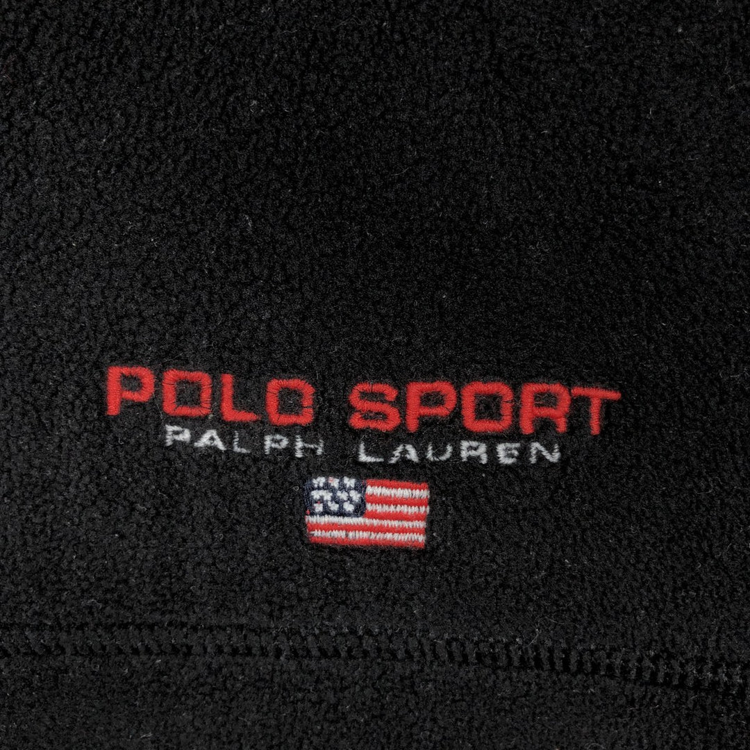 Vintage 90'S Ralph Lauren Polo Sport half-zip fleece pullover, size L, men's polyester black type Vintage Second Hand