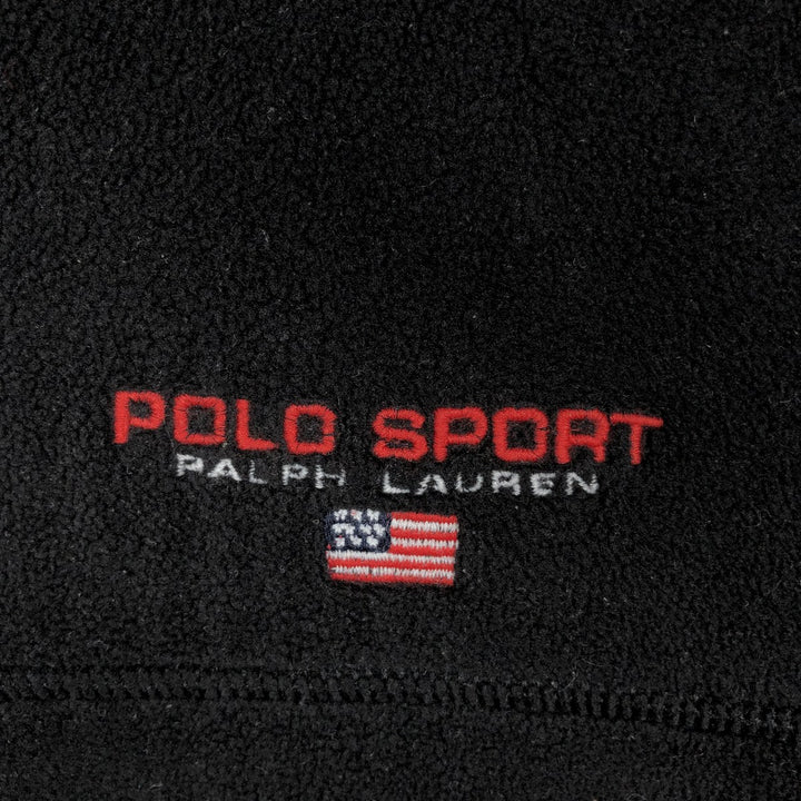 Vintage 90'S Ralph Lauren Polo Sport half-zip fleece pullover, size L, men's polyester black type Vintage Second Hand
