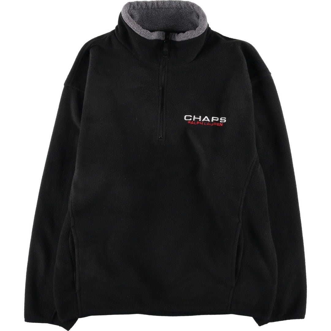 Ralph Lauren Chaps Half-Zip Fleece Pullover, Men's XL polyester black type Vintage Second Hand
