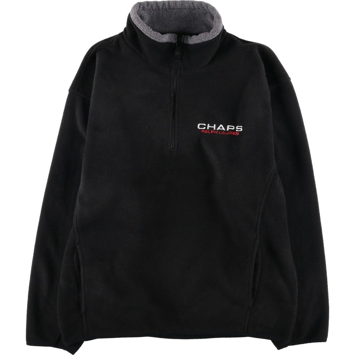 Ralph Lauren Chaps Half-Zip Fleece Pullover, Men's XL polyester black type Vintage Second Hand