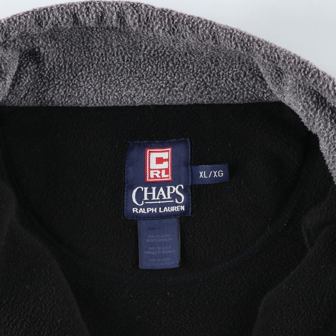Ralph Lauren Chaps Half-Zip Fleece Pullover, Men's XL polyester black type Vintage Second Hand