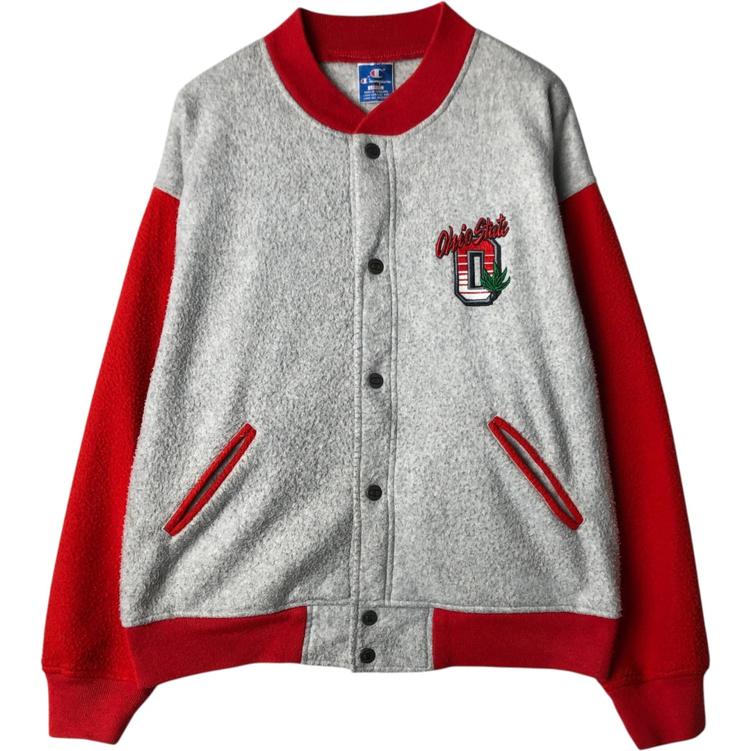 90'S Champion Ohio State College Fleece Jacket, Men's Size L (approx.), Vintage polyester gray type Vintage Second Hand