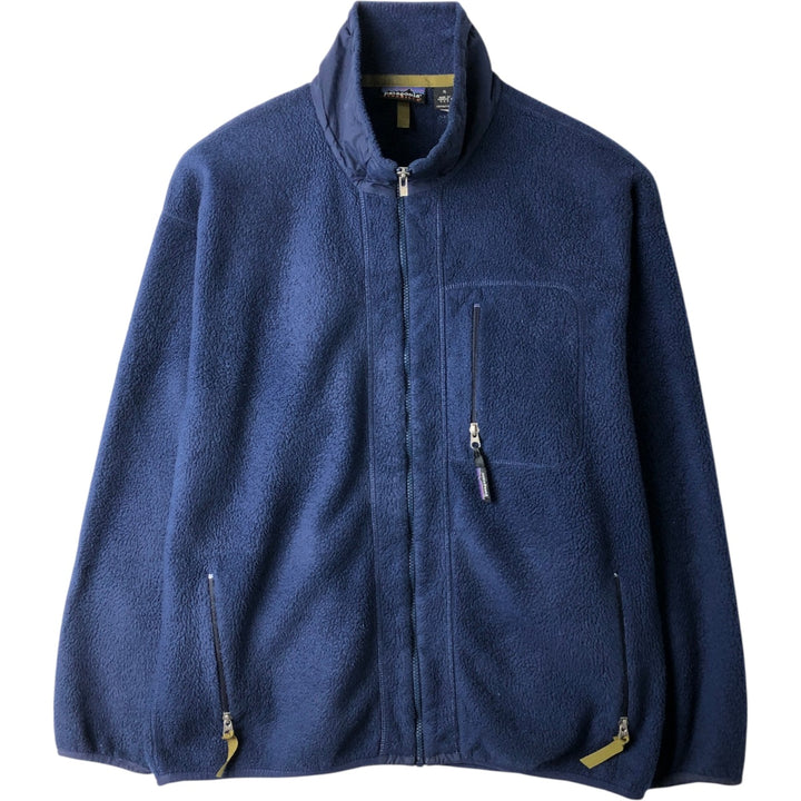 1990'S Patagonia Synchilla 25410F7 Fleece Jacket, Made in USA, Men's XL equivalent, Vintage polyester navy blue type Vintage Second Hand
