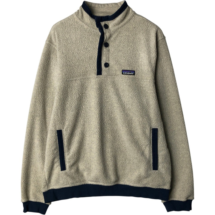 Patagonia Shearling Button Pullover 26140FA23 Half-Button Fleece Pullover Men's Size M (approx.) recycled polyester pale white type Vintage Second Hand