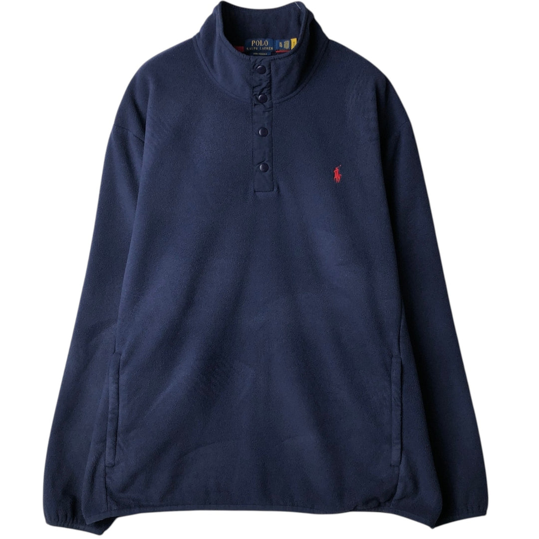 Ralph Lauren POLO RALPH LAUREN PERFORMANCE Half-Button Fleece Pullover, Men's Size XL (approx.), Vintage polyester navy blue type Vintage Second Hand