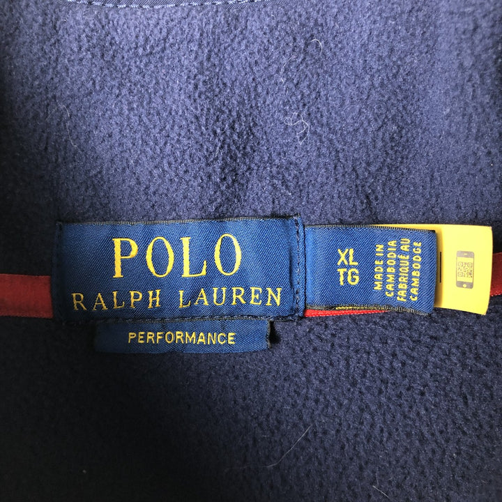 Ralph Lauren POLO RALPH LAUREN PERFORMANCE Half-Button Fleece Pullover, Men's Size XL (approx.), Vintage polyester navy blue type Vintage Second Hand