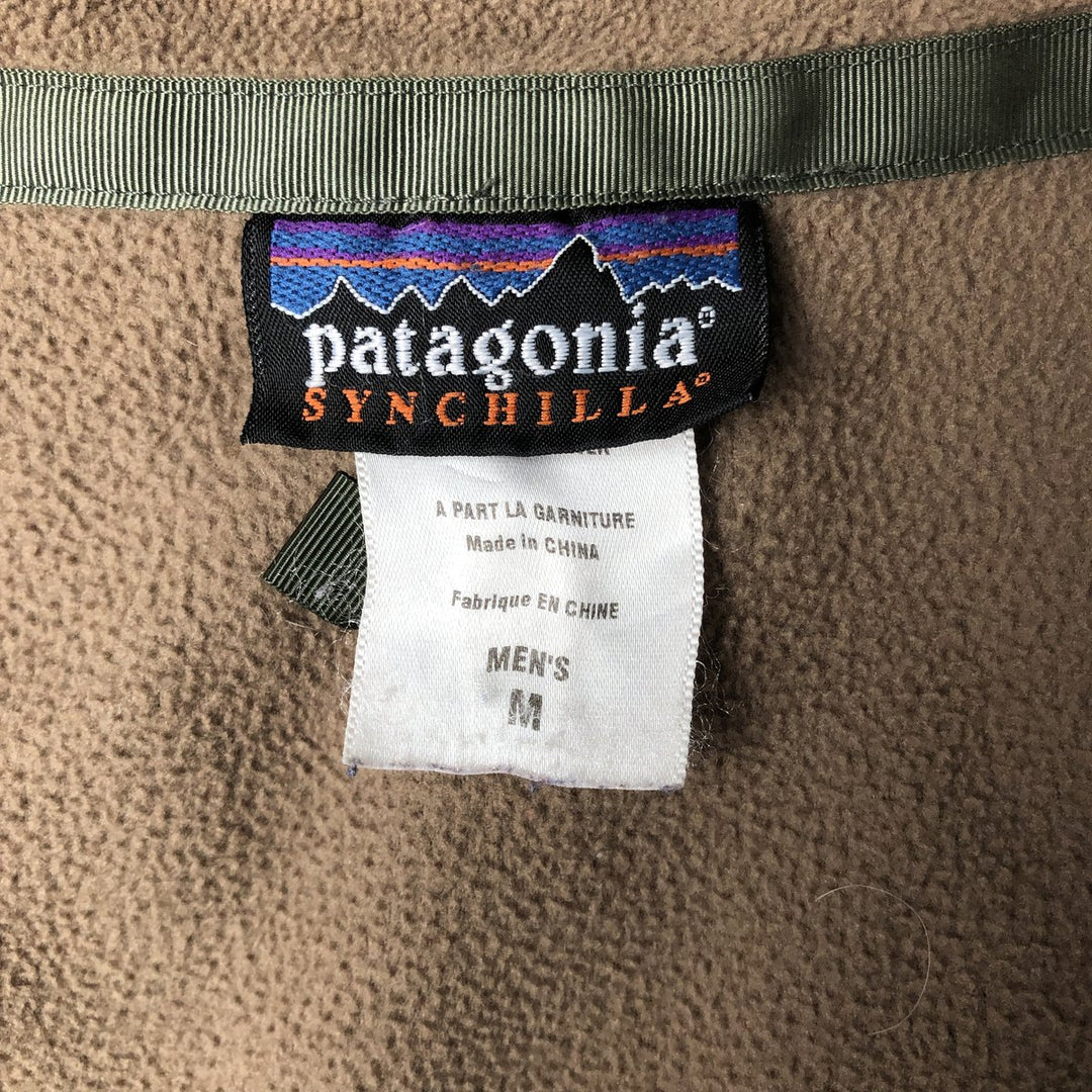 2000'S Patagonia Synchilla Fleece Jacket (26511F5), Men's Size Medium polyester beige type brown Vintage Second Hand