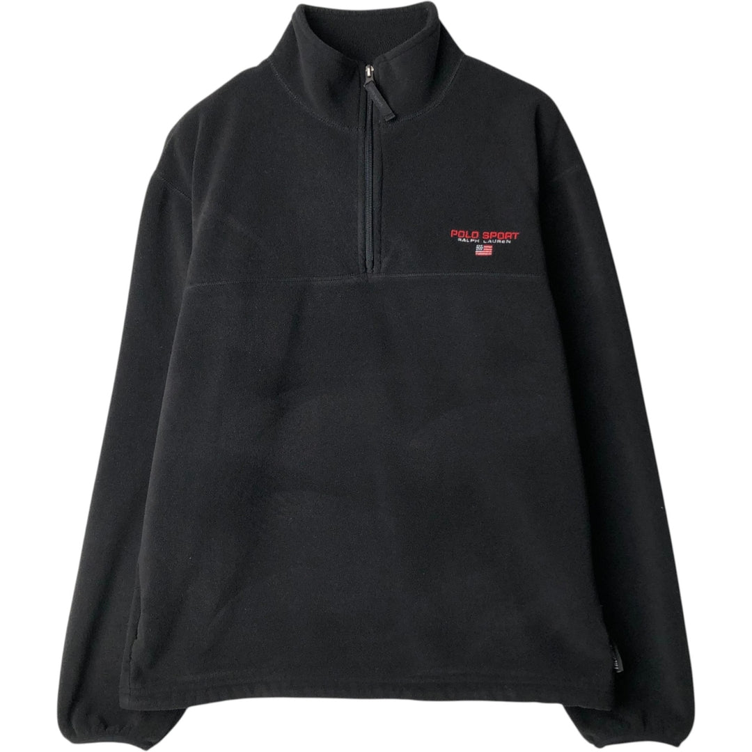 1990'S Ralph Lauren POLO SPORT Half-Zip Fleece Pullover, Men's Size L (approx.), Vintage polyester black type Vintage Second Hand