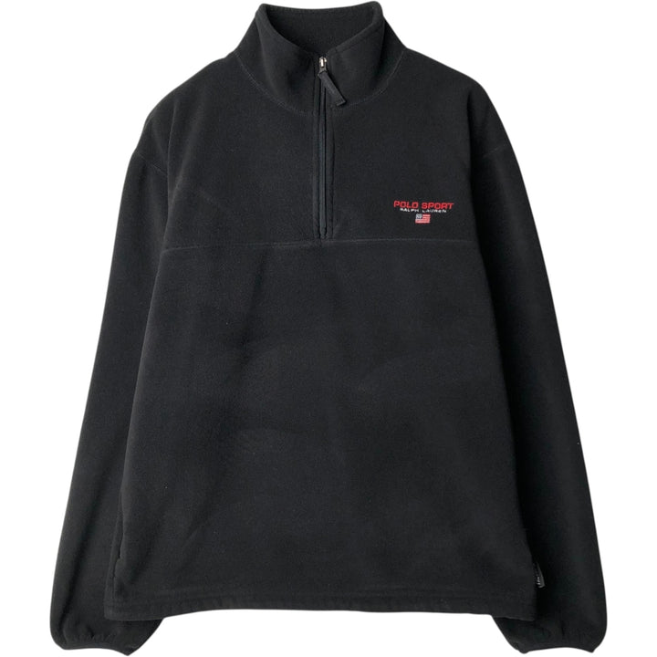 1990'S Ralph Lauren POLO SPORT Half-Zip Fleece Pullover, Men's Size L (approx.), Vintage polyester black type Vintage Second Hand