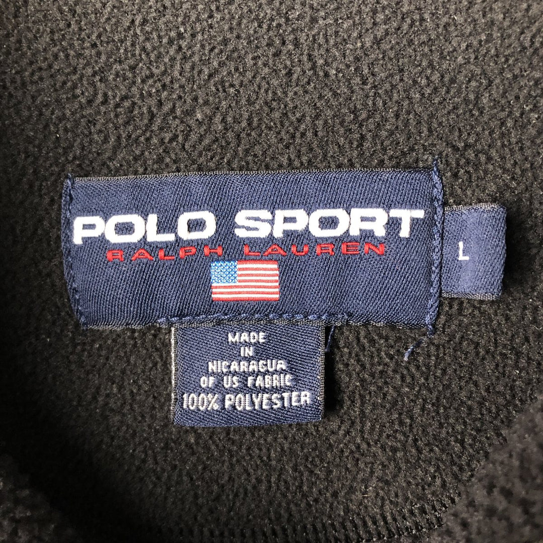 1990'S Ralph Lauren POLO SPORT Half-Zip Fleece Pullover, Men's Size L (approx.), Vintage polyester black type Vintage Second Hand