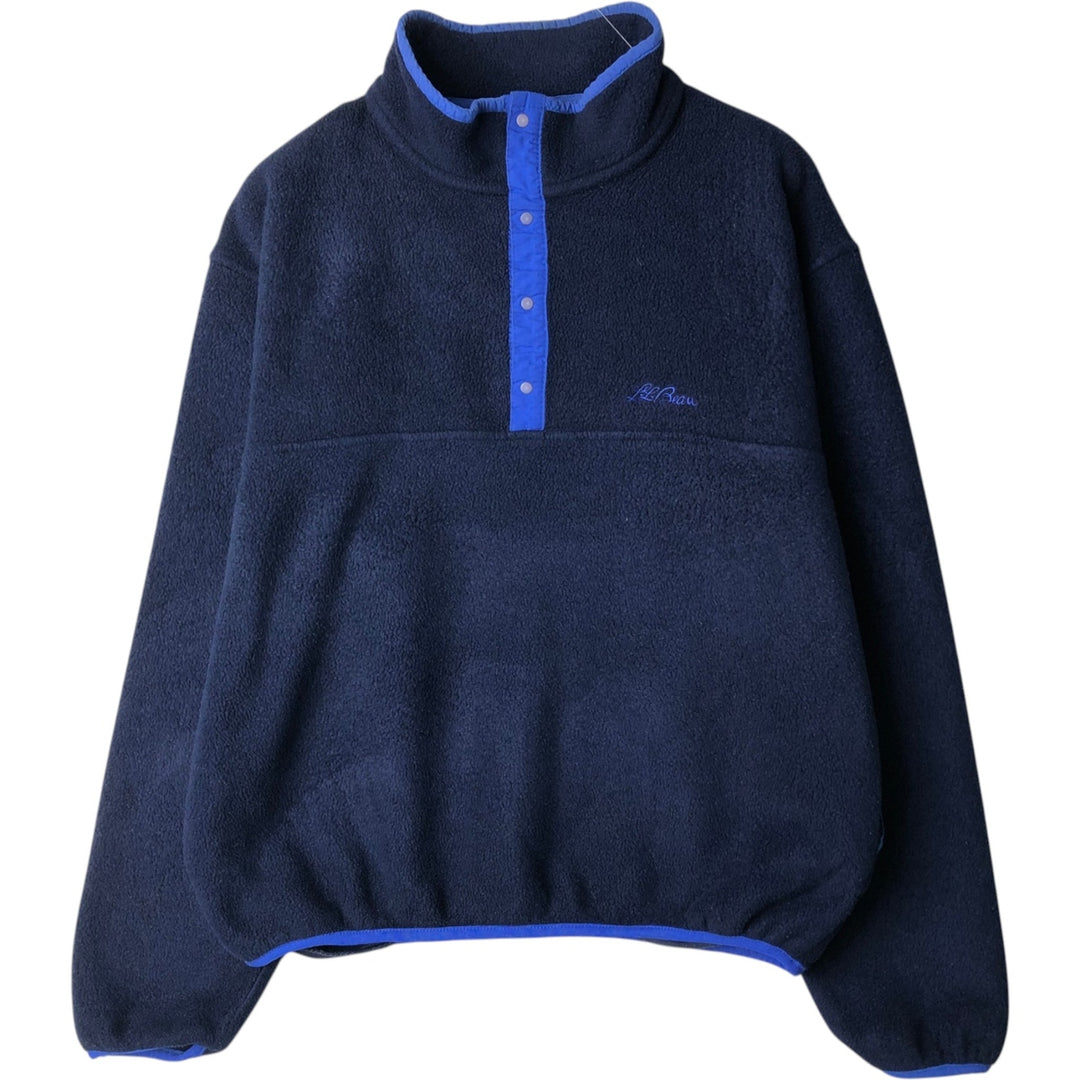 ~90'S LLBean Half-Button Fleece Pullover, Men's XL equivalent, Vintage unclear navy blue type Vintage Second Hand