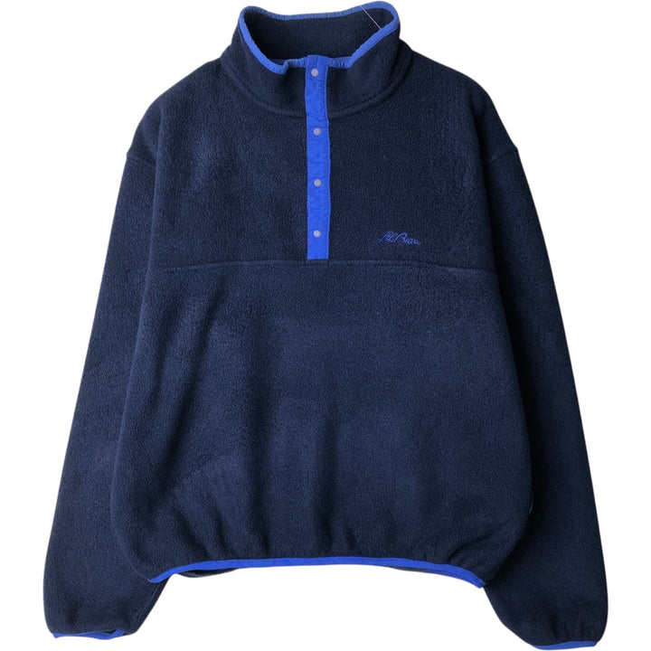 ~90'S LLBean Half-Button Fleece Pullover, Men's XL equivalent, Vintage unclear navy blue type Vintage Second Hand