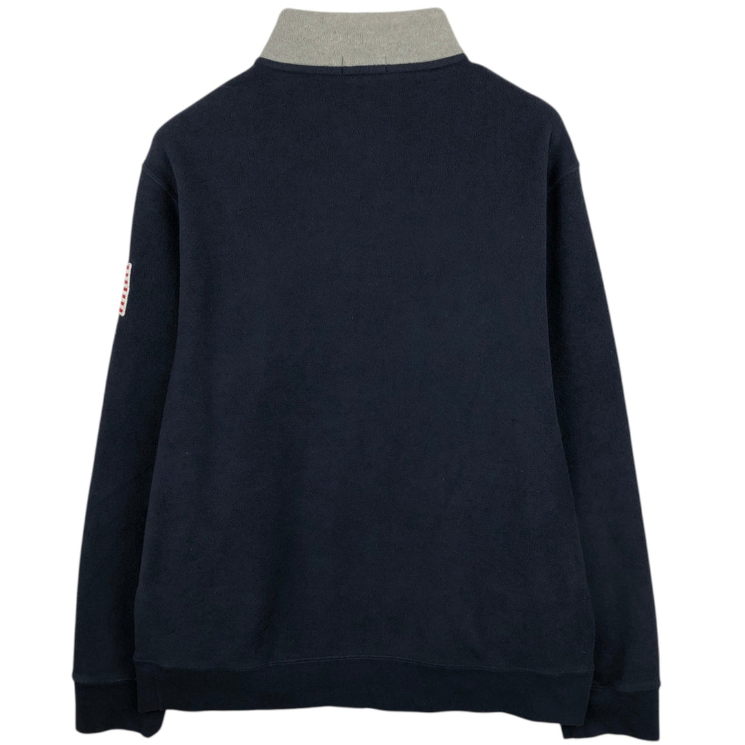 Ralph Lauren POLO RALPH LAUREN American flag print half-zip fleece pullover, men's size XL (approx.) polyester navy blue type Vintage Second Hand