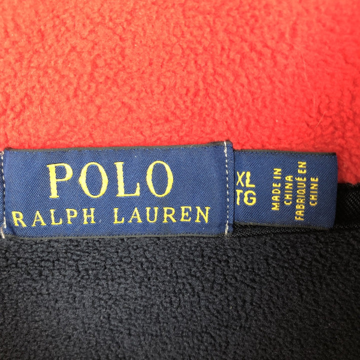 Ralph Lauren POLO RALPH LAUREN American flag print half-zip fleece pullover, men's size XL (approx.) polyester navy blue type Vintage Second Hand