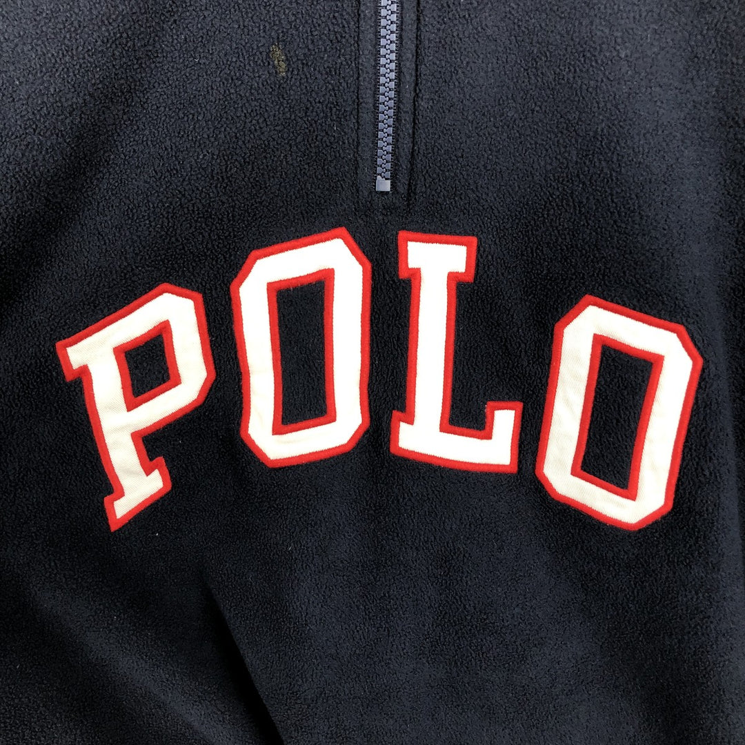 Ralph Lauren POLO RALPH LAUREN American flag print half-zip fleece pullover, men's size XL (approx.) polyester navy blue type Vintage Second Hand
