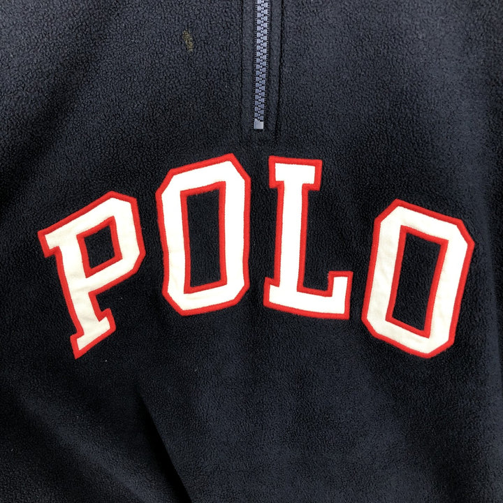 Ralph Lauren POLO RALPH LAUREN American flag print half-zip fleece pullover, men's size XL (approx.) polyester navy blue type Vintage Second Hand