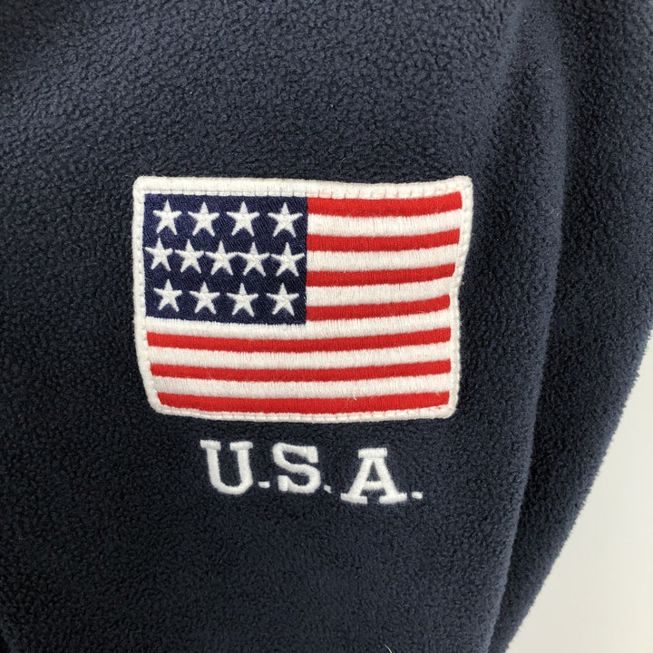 Ralph Lauren POLO RALPH LAUREN American flag print half-zip fleece pullover, men's size XL (approx.) polyester navy blue type Vintage Second Hand