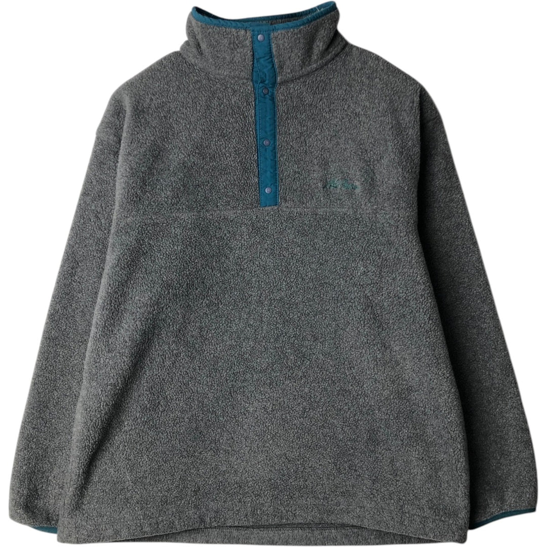 Vintage LLBean half-button fleece pullover from the 80s-90s, men's size L (approx.). unclear gray type Vintage Second Hand