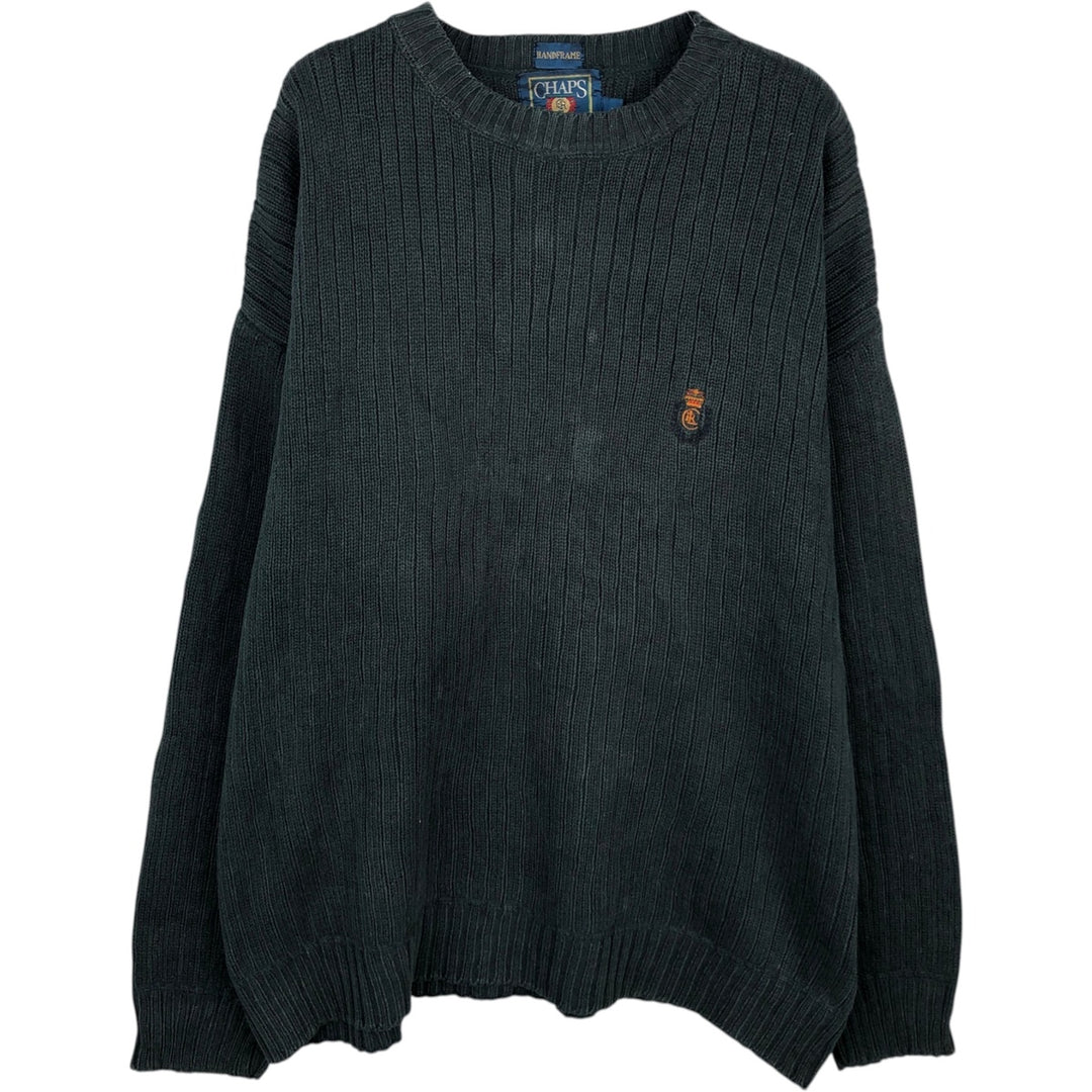 80'S Ralph Lauren CHAPS ribbed cotton knit sweater, men's size L, vintage cotton black type Vintage Second Hand