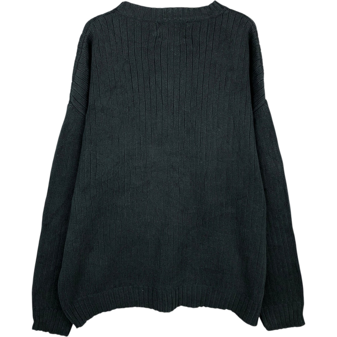 80'S Ralph Lauren CHAPS ribbed cotton knit sweater, men's size L, vintage cotton black type Vintage Second Hand