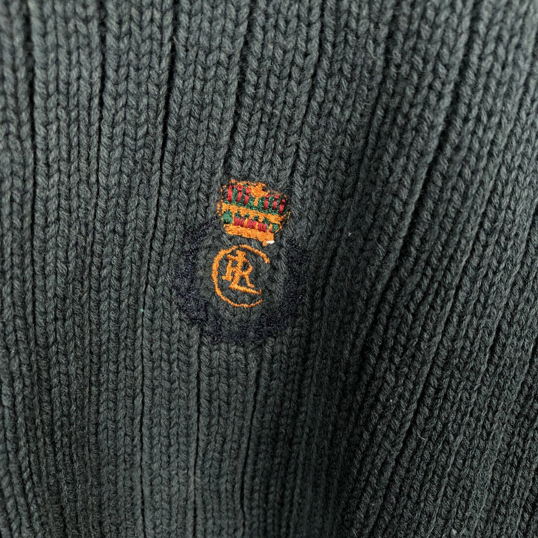 80'S Ralph Lauren CHAPS ribbed cotton knit sweater, men's size L, vintage cotton black type Vintage Second Hand