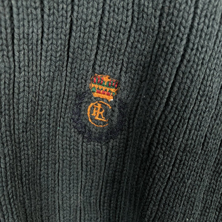 80'S Ralph Lauren CHAPS ribbed cotton knit sweater, men's size L, vintage cotton black type Vintage Second Hand