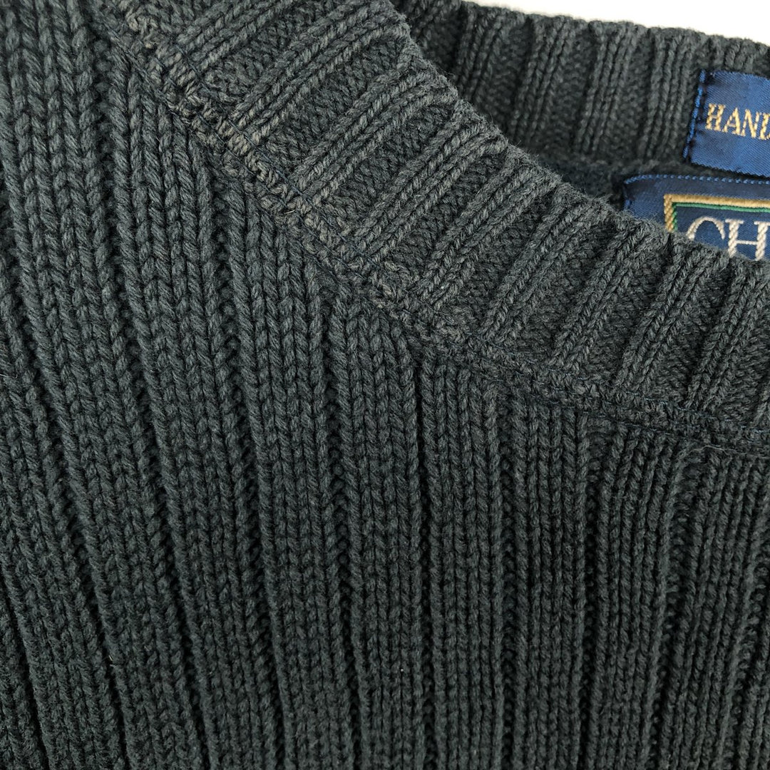 80'S Ralph Lauren CHAPS ribbed cotton knit sweater, men's size L, vintage cotton black type Vintage Second Hand