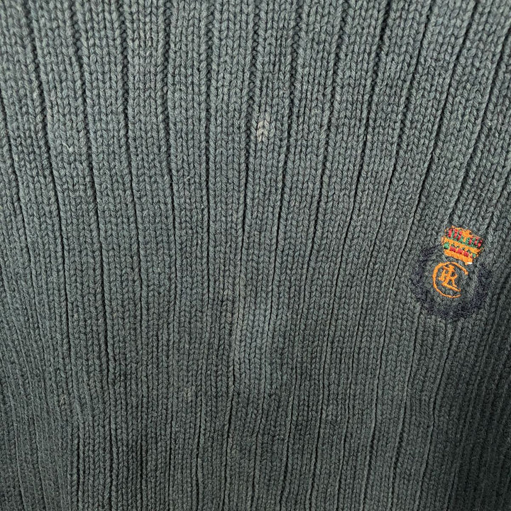 80'S Ralph Lauren CHAPS ribbed cotton knit sweater, men's size L, vintage cotton black type Vintage Second Hand