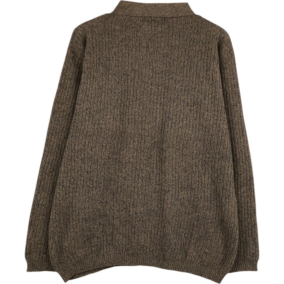 90s-00'S Eddie Bauer Rib-Knit Henley Neck Cotton Sweater, Men's Size M (Equivalent), Vintage cotton beige type brown Vintage Second Hand
