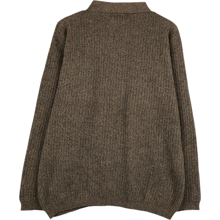 90s-00'S Eddie Bauer Rib-Knit Henley Neck Cotton Sweater, Men's Size M (Equivalent), Vintage cotton beige type brown Vintage Second Hand