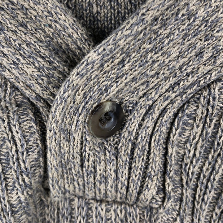 90s-00'S Eddie Bauer Rib-Knit Henley Neck Cotton Sweater, Men's Size M (Equivalent), Vintage cotton beige type brown Vintage Second Hand