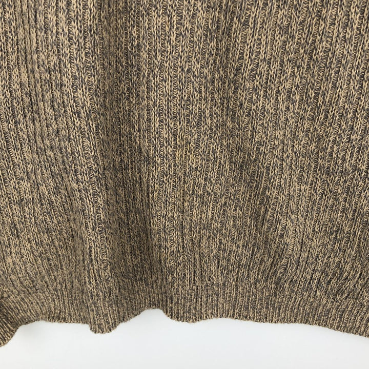 90s-00'S Eddie Bauer Rib-Knit Henley Neck Cotton Sweater, Men's Size M (Equivalent), Vintage cotton beige type brown Vintage Second Hand