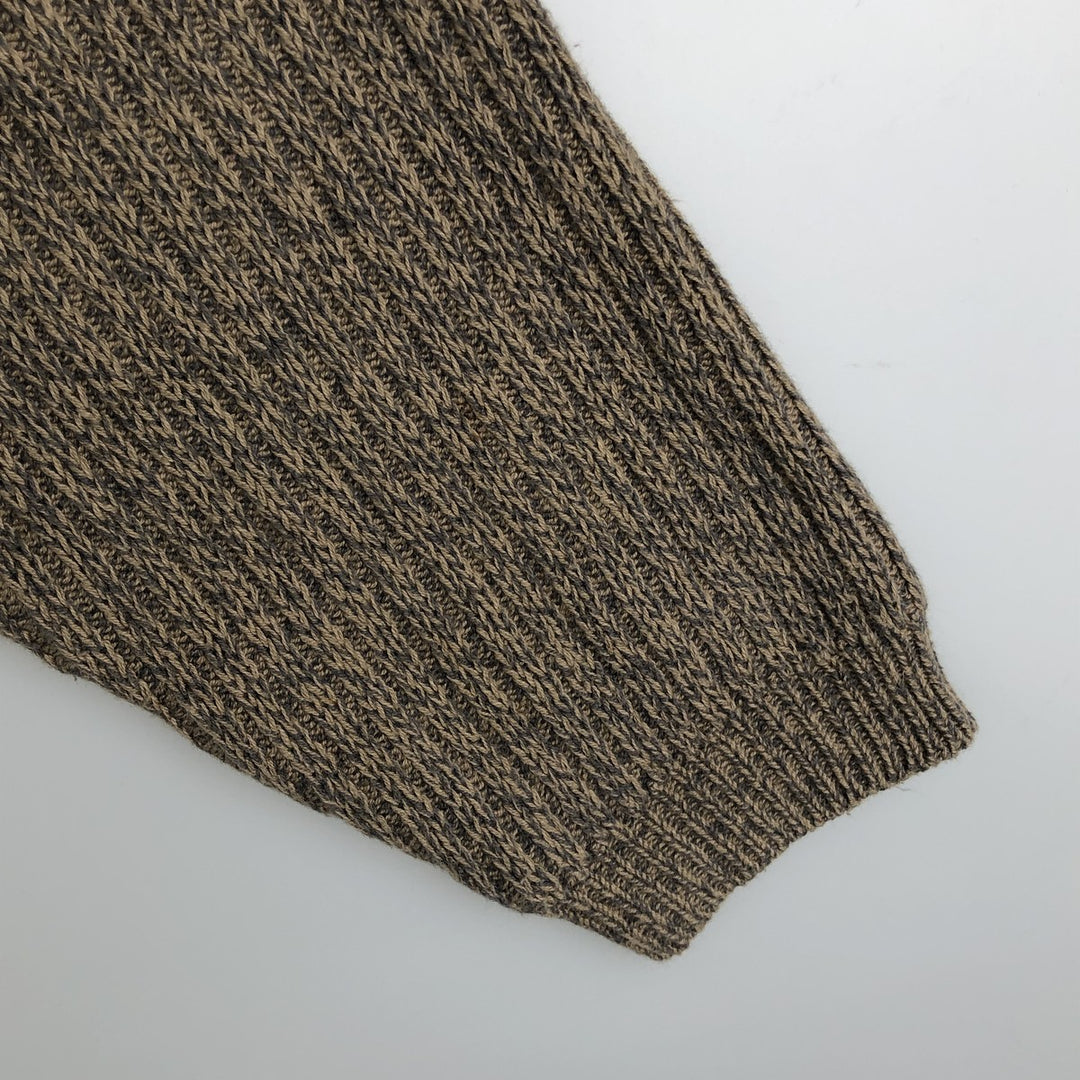 90s-00'S Eddie Bauer Rib-Knit Henley Neck Cotton Sweater, Men's Size M (Equivalent), Vintage cotton beige type brown Vintage Second Hand