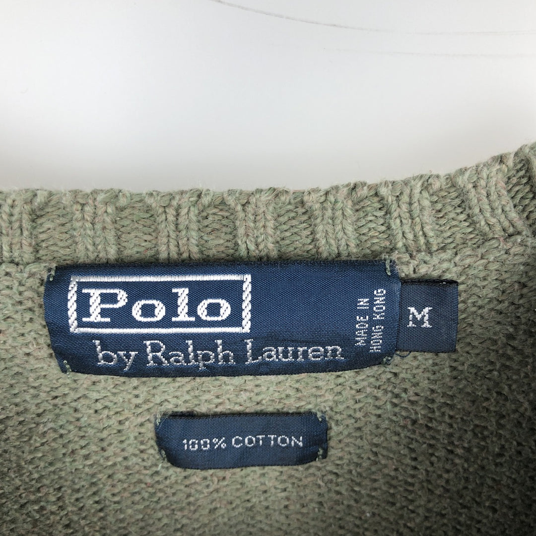 Ralph Lauren POLO by Ralph Lauren Cotton Knit Sweater Men's M Size cotton Khaki type Vintage Second Hand