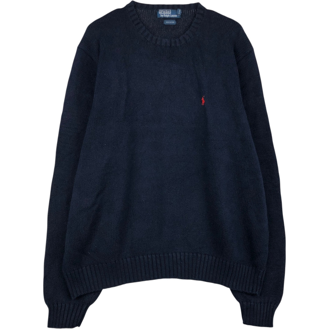 Ralph Lauren POLO by Ralph Lauren Cotton Knit Sweater Men's XXL cotton navy blue type Vintage Second Hand