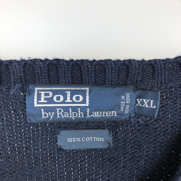 Ralph Lauren POLO by Ralph Lauren Cotton Knit Sweater Men's XXL cotton navy blue type Vintage Second Hand